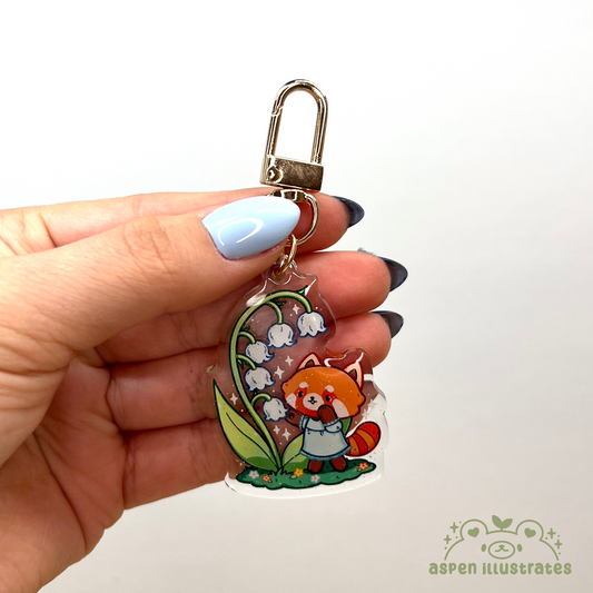 Red Panda's Lily of the Valley Acrylic Keychain