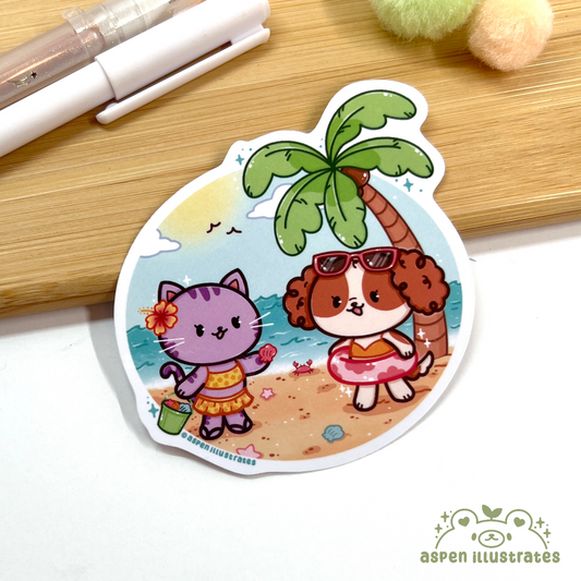 Beach Day Weatherproof Sticker
