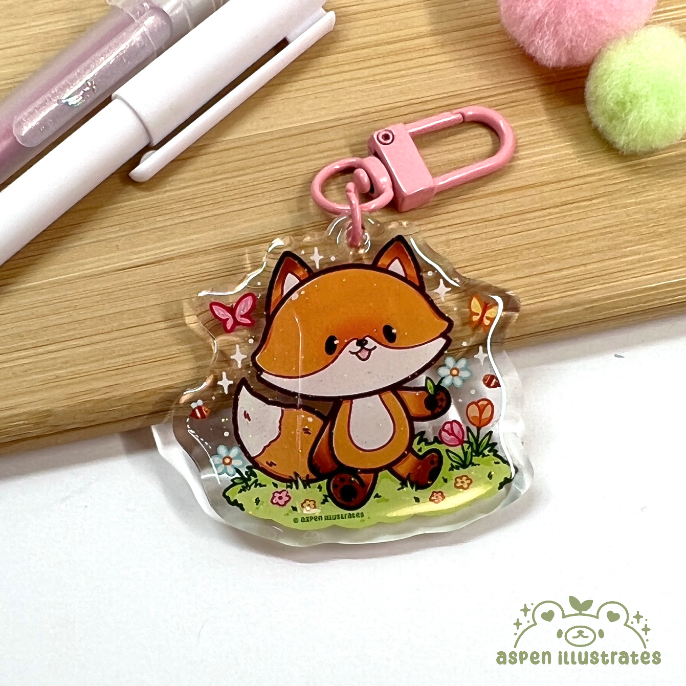 Spring Fox Acrylic Keychain