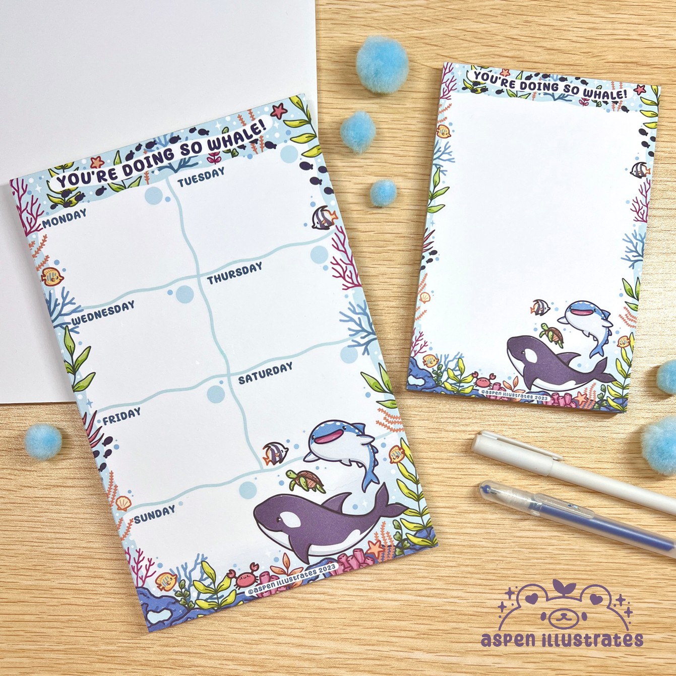“Doing so Whale” Sea Life Notepad & Weekly Planner