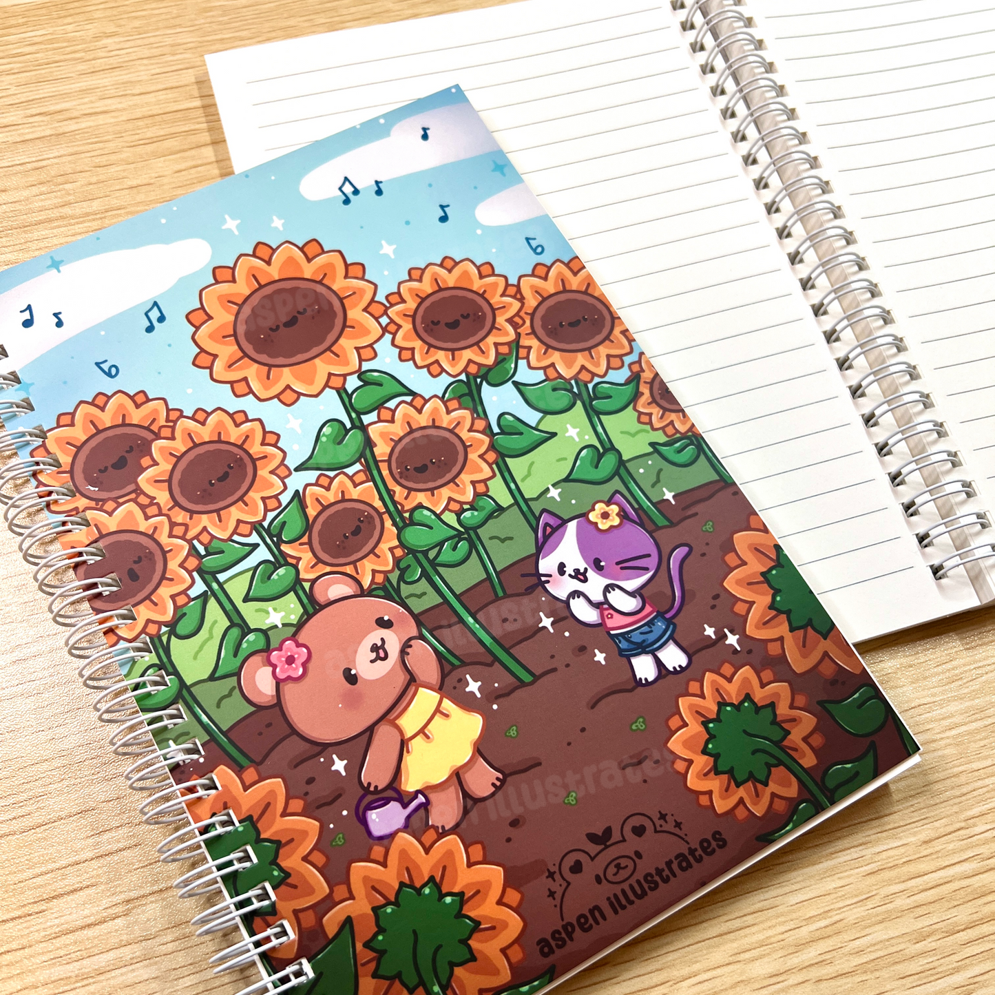 Sunflower Chorus - A5 Spiral Bound Lined Notebook