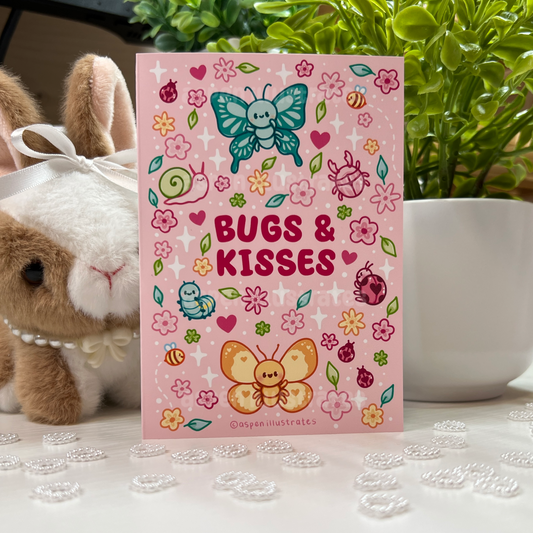 Bugs & Kisses Mini Greeting Card, Cute Valentine’s Day Card