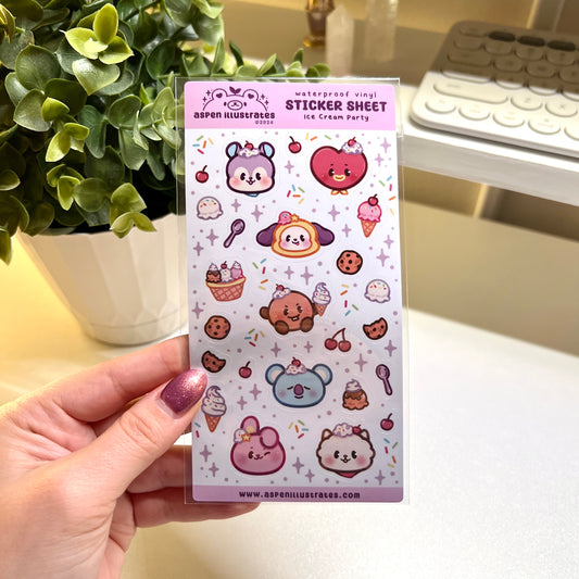 BT21 Ice Cream Party Sticker Sheet
