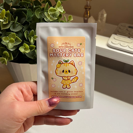 Sour Cats Mystery Bag - Keychain & Sticker