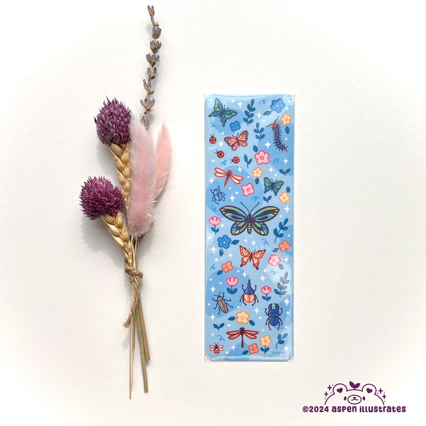 Cute Blue Bugs Bookmark