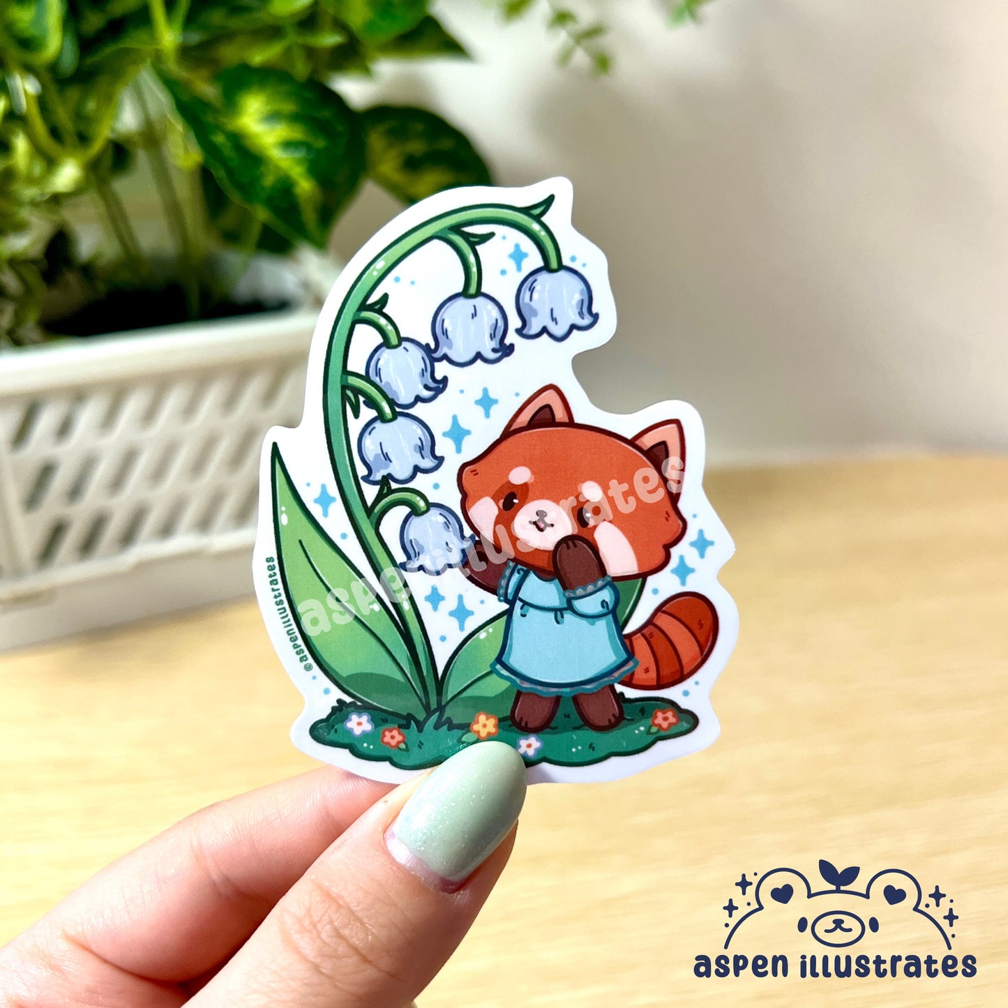 Red Panda's Lily of the Valley Weatherproof Sticker