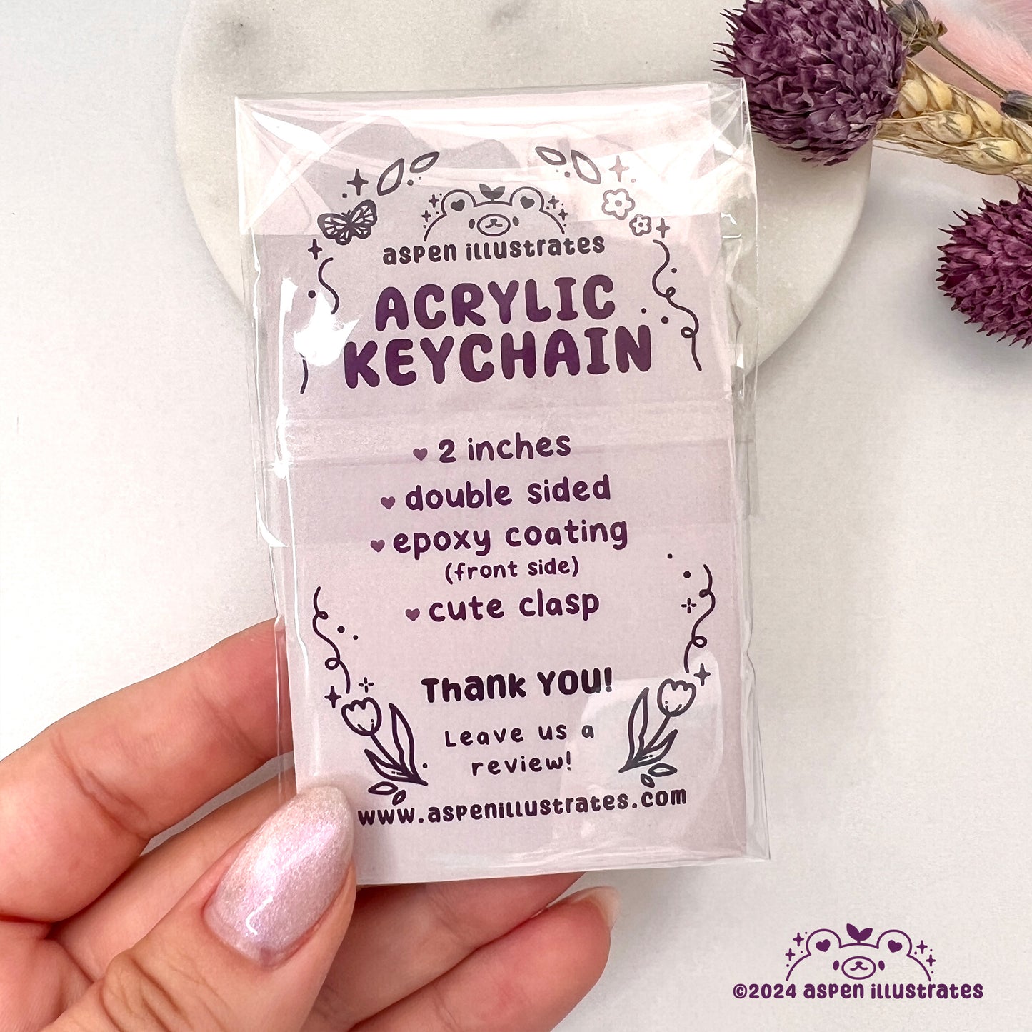 Red Panda & Lily of the Valley Acrylic Keychain