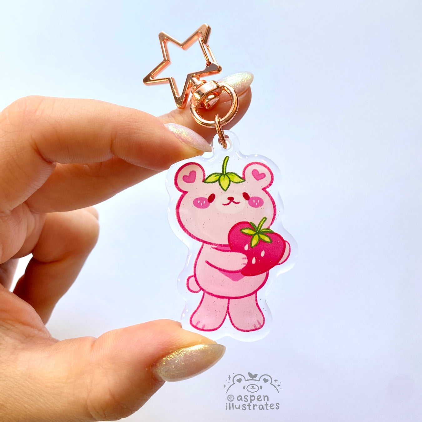 Strawberry Bear Acrylic Keychain